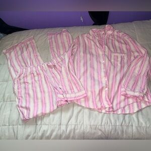 Victoria's Secret Pink and White Striped Cotton Pajama Set